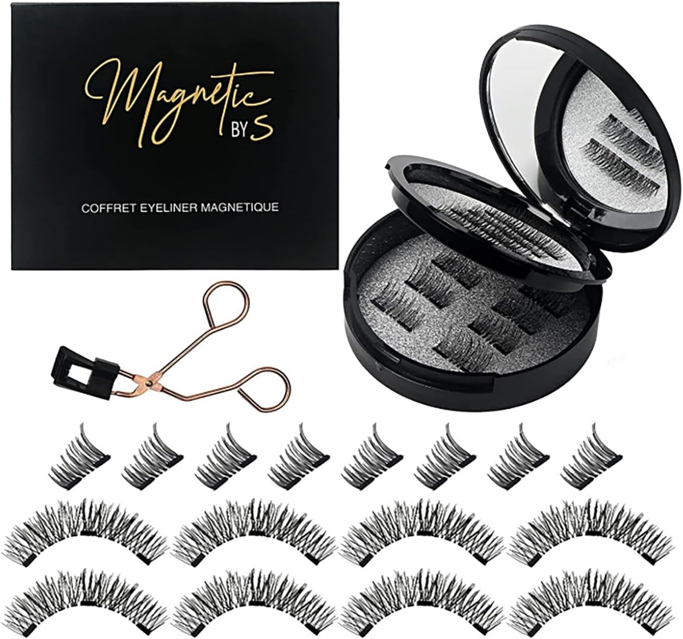 Faux Cils Magnétique Kit, 4 Paires De Cils Magnétique, 3D Naturel Faux Cils,Imperméable Et Sans Colle Requise, Réutilisables, Quotidien Ou Les Rencontres, Fêtes